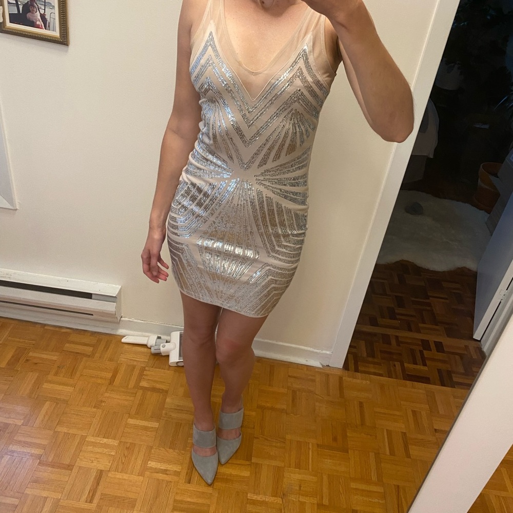 Locally made sequin cocktail dress - champagne nude colour